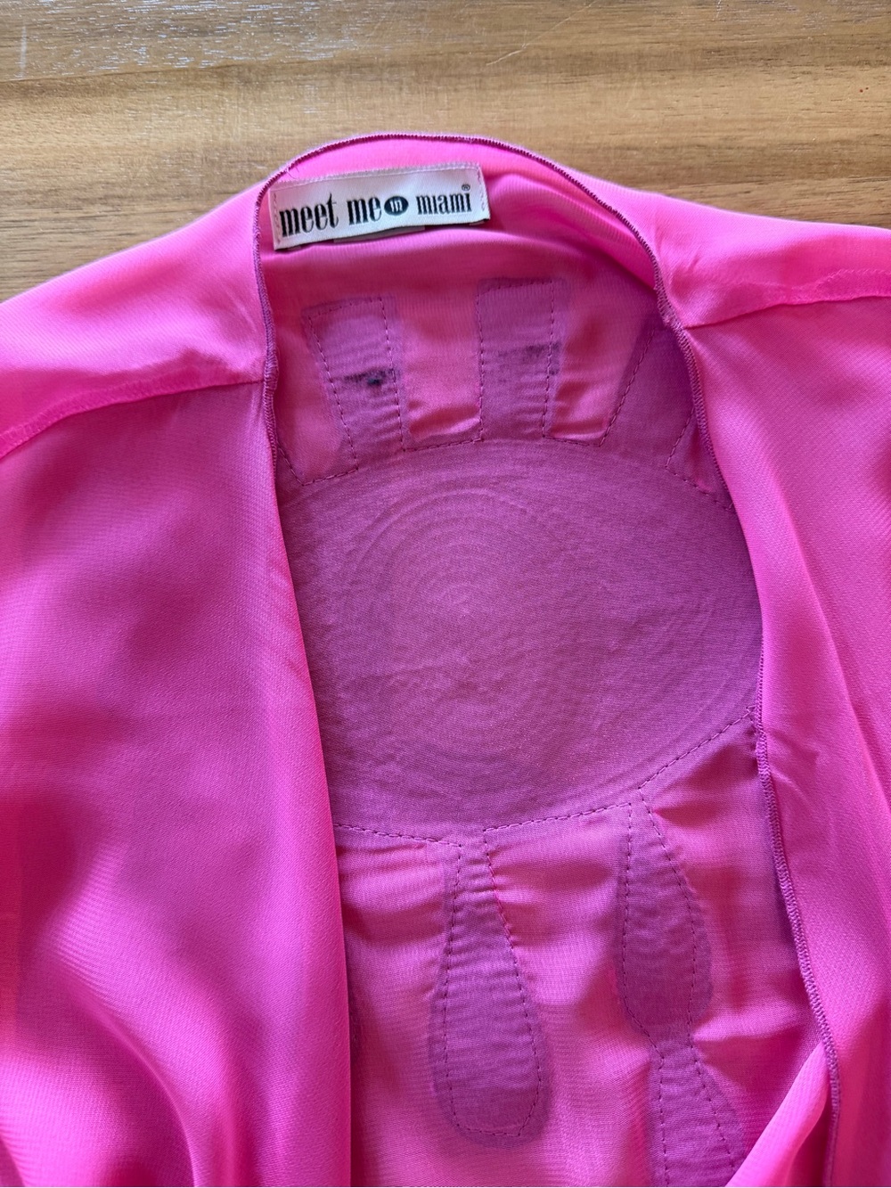 Palm Springs Pink Sheer Tie-Front Top with Embellished Eye Detail - Picture 6 of 6